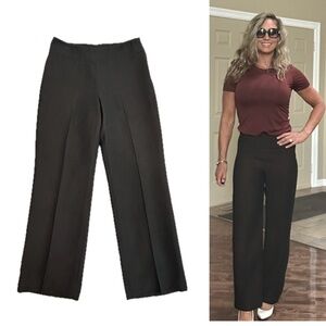 Akris Dark chocolate Brown Wool blend straight leg Trouser dress Pants 6 lined